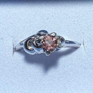 Rhinestone silver plated ring